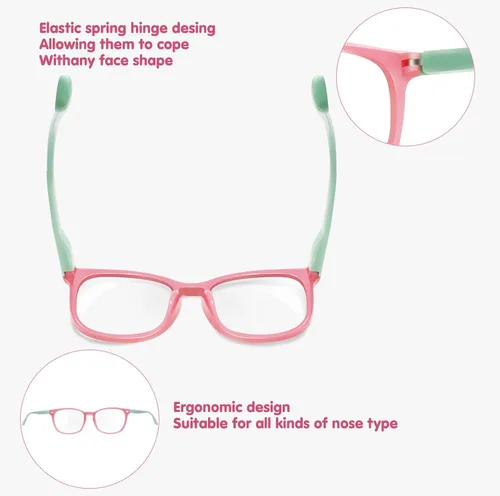 Miniatura 8 de Lentes de bloqueo de luz azul para niños y niñas, TR90, irrompibles, antirreflejos, UV400 de 2 a 18 años * Mezcla de 5 pares-a