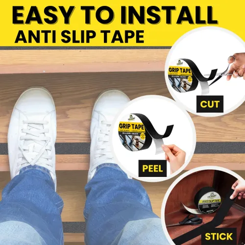 Miniatura 3 de Cinta de agarre: cinta de tracción antideslizante resistente, color negro, 2 pulgadas x 15 pies, impermeable, cinta antideslizante para escaleras