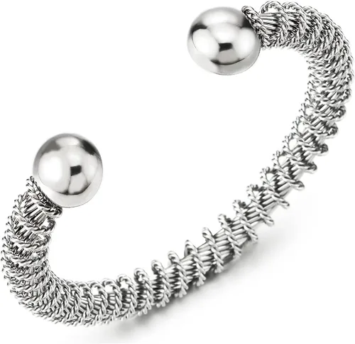 Miniatura 12 de Pulsera de acero inoxidable trenzada COOLSTEELANDBEYOND elástica ajustable para hombre y mujer