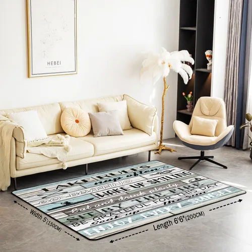 Miniatura 2 de Lake House - Alfombra rústica de 3 x 5 pies para niños, para sala de estar, para niños y niñas, decoración de reglas del lago, alfombra decorativa