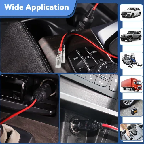 Miniatura 7 de Adaptador para encendedor de cigarrillos de auto, enchufe macho de 12 V, con cables y luz LED, 16 AWG/15 A de fusible/1 pie/paquete de 2 (1# 1a2)
