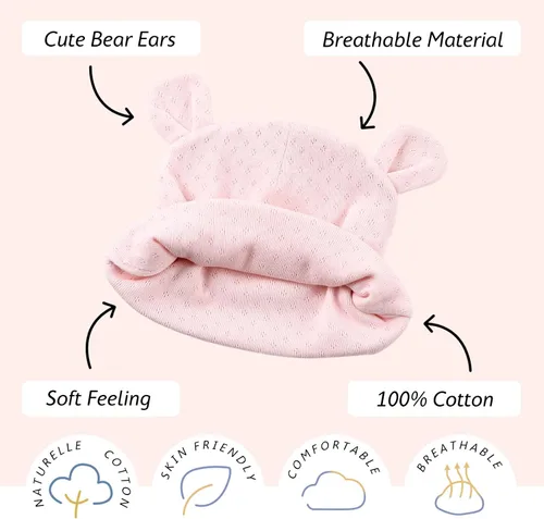 Miniatura 3 de Cotton Newborn Baby Girls Hat Spring Newborn Boys Hat Cute Rabbit Infant Beanie