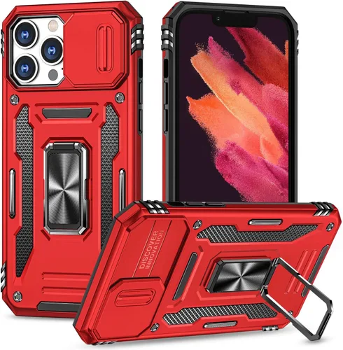 Miniatura 31 de Funda para iPhone 13 Pro con funda para cámara, con soporte de anillo para soporte, con función de montaje magnético para automóvil, para iPhone 13