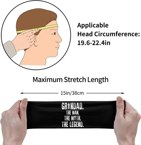 Miniatura 7 de Grandad The Man The Myth The Legend Headband for Men Women Sports Sweatband for Fitness Exercise Moisture Wicking Running Yoga Hairbands