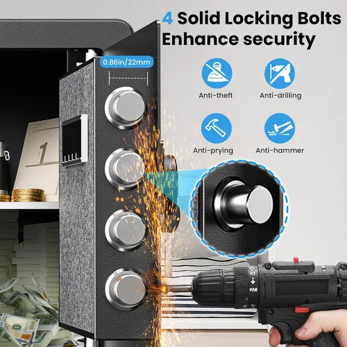 Miniatura 6 de Locksworth Caja de seguridad antirrobo de 1.4 pies cúbicos con bolsa impermeable ignífuga, caja de seguridad electrónica para el hogar, oficina
