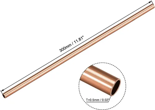 Miniatura 2 de uxcell Tubo de cobre, 0.079 in, 0.118 in, 0.157 in, 0.197 in, 0.236 in, 0.276 in de diámetro exterior x 0.020 in, grosor de pared, 11.811 in