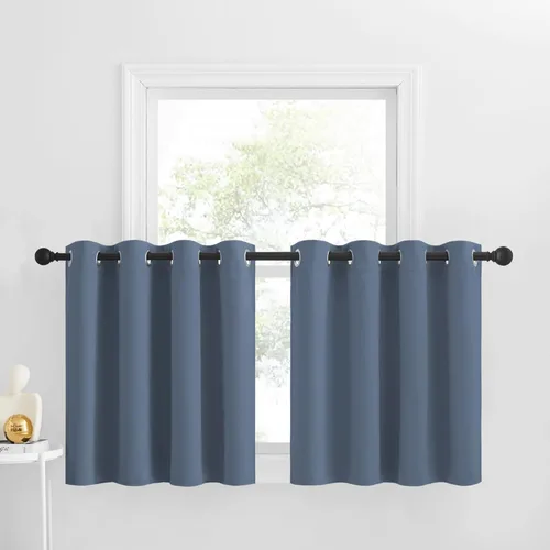 Miniatura 130 de NICETOWN Cortinas opacas de cocina para ventana sobre el fregadero, aislamiento térmico, decoración del hogar, pequeños niveles opacos con ojales