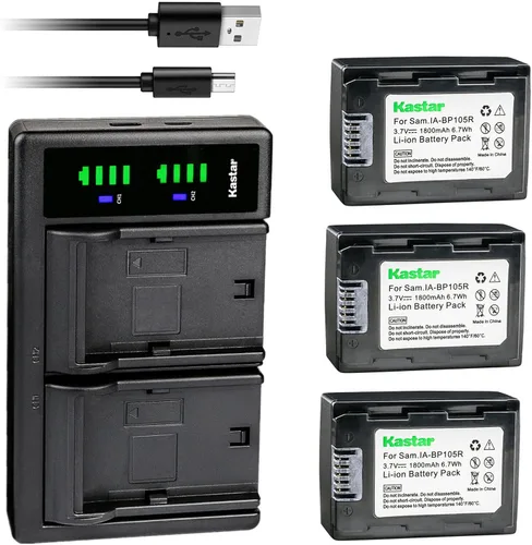 Miniatura 6 de Kastar Reemplazo del cargador de batería USB IA-BP105R LTD2 para cámaras Samsung HMX-F80BN, HMX-F80SN, HMX-F80BN/XAA, HMX-F80SN/XAA, HMX-F800