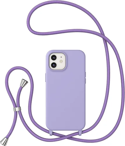 ZTOFERA Funda para iPhone 12/12 Pro con correa, funda cruzada para teléfono con cordón ajustable para el cuello para el hombro, silicona suave a
