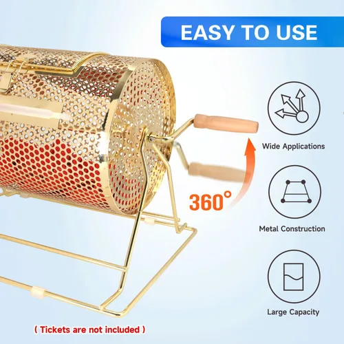 Miniatura 5 de GSE Games & Sports Expert Brass Raffle Ticket Drum, Gold Spinning Raffle Cage, Lottery Drawing Box for Raffles, Giveaways, Fundraisers, and Events