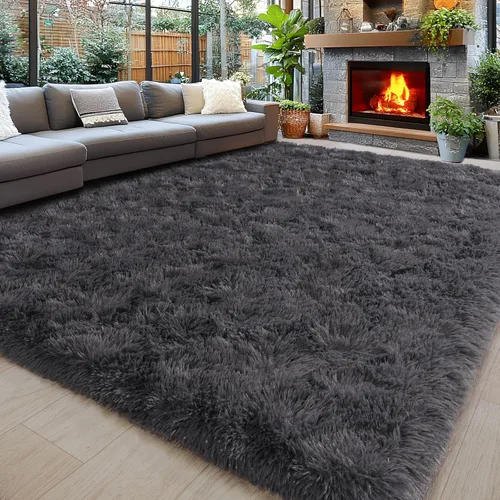Miniatura 83 de Alfombras de área de 8x10 para sala de estar, alfombra shaggy grande ultra suave y esponjosa para dormitorio, alfombras de felpa mullida Blanco crema