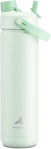 Miniatura 53 de POWCAN - Botella de agua térmica 2 en 1, sorbete y tapa con boquilla, antifugas, acero inoxidable sin BPA, apta portavasos automóvil, bebida fría 24