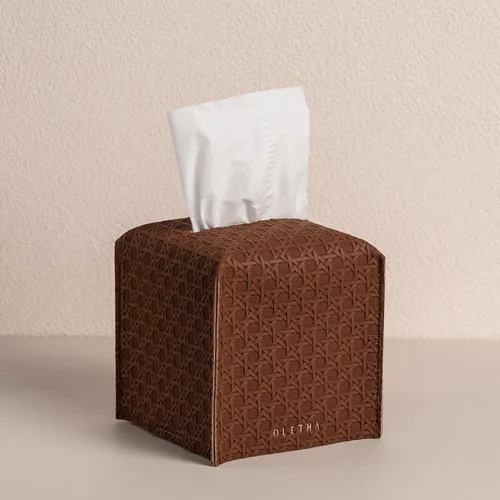 Miniatura 22 de OLETHA Funda cuadrada para caja de pañuelos, decoración estética de escritorio para habitación, hogar y oficina, soporte para cajas de pañuelos