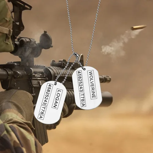 Miniatura 5 de Wolverine Logan 2 sided Dog Tags Stainless Steel Military Pendant Necklace