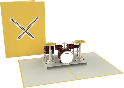 Miniatura 9 de PopLife Kit de batería 3D Pop Up Card – Tarjeta de cumpleaños de músico, fiesta de jubilación, día del padre, regalo de banda de rock, graduación