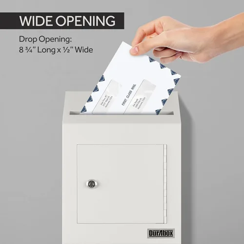 Miniatura 5 de Durabox Caja Fuerte de Depósito con Buzón de 10 x 4 x 16 pulgadas, Acero Resistente con Perfil Delgado, Buzón de Pared con Amplia Ranura de Depósito