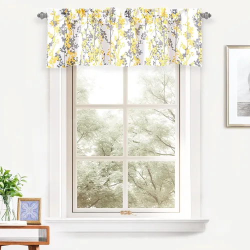 Miniatura 2 de DriftAway Leah - Cortina de ventana con aislamiento térmico y estampado floral abstracto, bolsillo para cortinero, 52 x 14 pulgadas, más cabecera