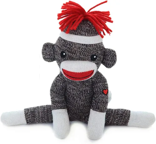 Miniatura 5 de Plushland Adorable mono calcetín de 8 pulgadas de alto, suave y realista, juguete de peluche de punto, para niños, bebés, adolescentes, niñas
