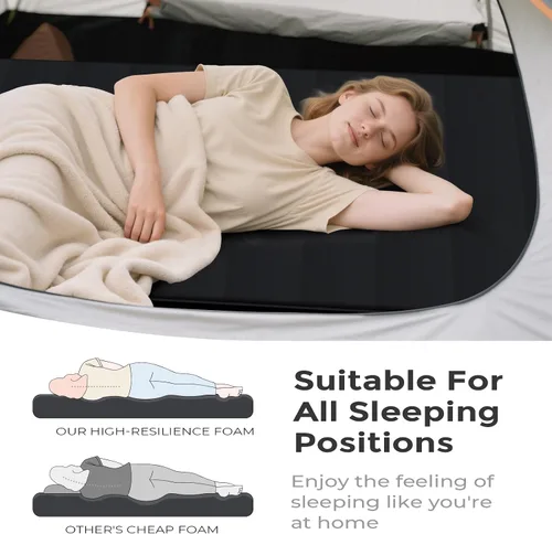 Miniatura 4 de Colchonetas Autoinflables para Acampar de Espuma Ultra Gruesa de 4 Pulgadas, Colchón Inflable de Campamento con Saco de Bomba, Almohadilla Portátil
