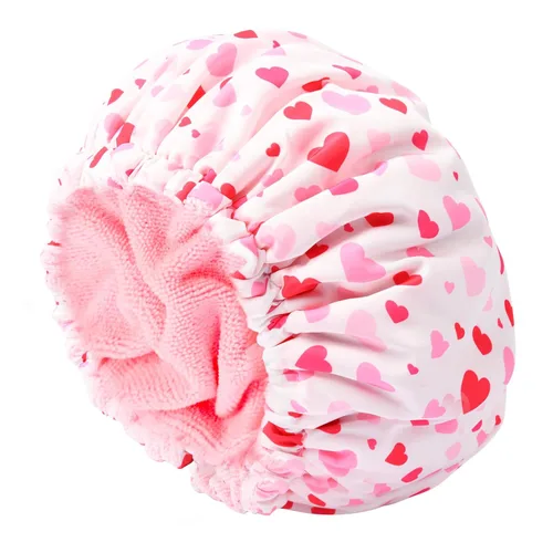 Miniatura 17 de Gorro de ducha para mujer, gorro de baño negro, reversible, grande, impermeable, ajustable, forro de rizo y banda elástica, dobladillo elástico