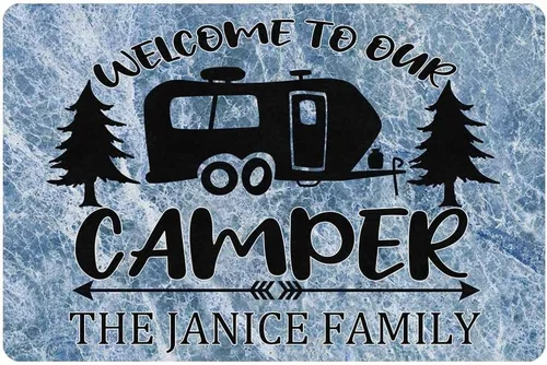 Miniatura 18 de Alfombras de camping con nombre personalizado, bienvenido a nuestra caravana, alfombrillas para exteriores, antideslizantes, coloridas, alfombra
