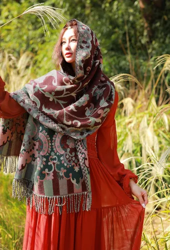 Miniatura 92 de iCuviy Bufanda grande de moda para invierno, chales y envolturas para mujer, extra suave, sensación de cachemira, bufandas frías para mujer