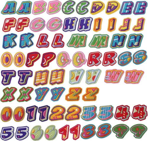 Miniatura 18 de GYGYL - 72 parches de letras y números para planchar, parches de letras blancas del alfabeto bordado de la A a la Z, apliques de números del 0 al 9
