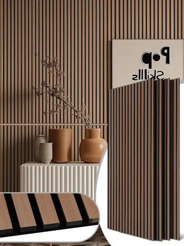 Miniatura 12 de Mollywell Paneles de madera para pared, instalación que ahorra tiempo, decoración de pared de listones de madera versátil, diseño acanalado mejorado