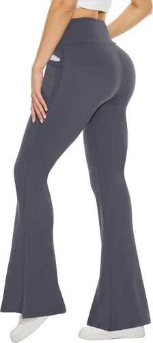 Miniatura 143 de TNNZEET Leggings acampanados negros para mujer, pantalones de yoga cruzados con bolsillos, corte de bota, leggings acampanados