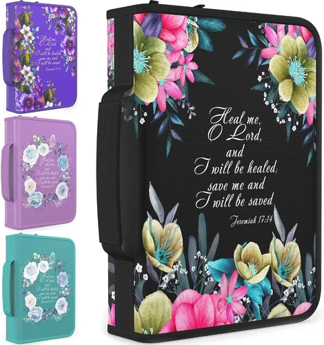Miniatura 45 de DEHITE Funda para la Biblia para mujer, fundas de tela prémium para la Biblia para niñas, bolsa de transporte para mujer, ranuras para bolígrafos