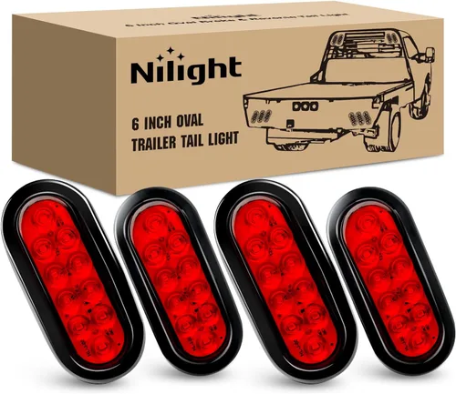 Miniatura 12 de Nilight Luz Trasera Ovalada para Remolque de 6 Pulgadas, 6 Piezas, Roja y Blanca, 10 LED con Arandelas y Conectores de Montaje Empotrado, IP67