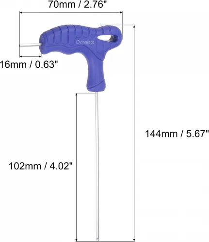 Miniatura 2 de uxcell Llave hexagonal de extremo de bola de 0.079 in, llave inglesa con mango en T, acero métrico CR-V, 2