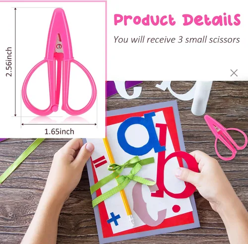 Miniatura 2 de Tijeras pequeñas de viaje de 3 piezas pequeñas tijeras portátiles para coser tijeras artesanales con cubierta para mujeres y niñas, hilo de tela