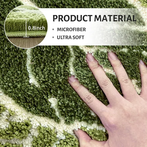 Miniatura 4 de Alfombra de baño antideslizante con planta verde salvia, bonita alfombra de baño absorbente de hojas de Monstera, divertida alfombra de baño