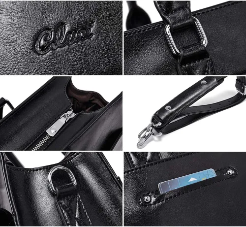Miniatura 6 de CLUCI Maletín de negocios de cuero de 15.6 pulgadas para mujeres con 2 compartimentos con cremallera bolsa para portátil Oil Wax Leather, Cera