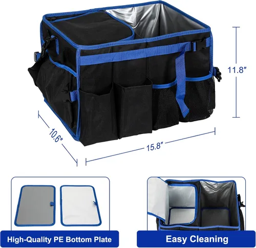Miniatura 5 de Organizador grande para parrilla con bolsa refrigeradora, organizador de accesorios de barbacoa, cesta de picnic con soporte para toallas de papel