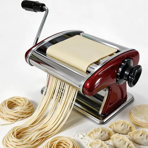 Máquina manual de pasta, máquina de fideos de acero inoxidable 2 en 1 con cortadores integrados de 0.079 in y 0.157 in, grosor ajustable de 0.3 a