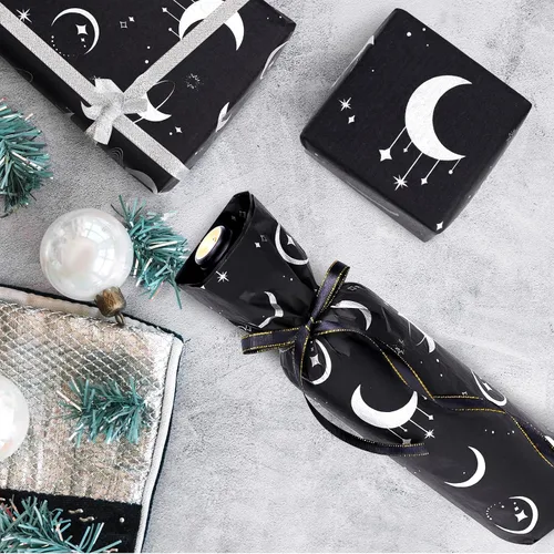 Miniatura 6 de HolyMaji 25 hojas de papel de seda de luz de luna para embalaje de pequeñas empresas de 20 × 28 pulgadas, papel de regalo de luna impreso a granel
