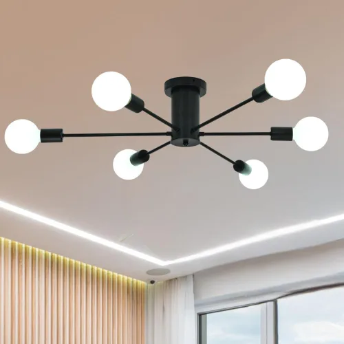 Lámpara de techo, lámpara de araña Sputnik moderna, iluminación industrial de mediados de siglo para dormitorio, cocina, comedor, sala de estar 6