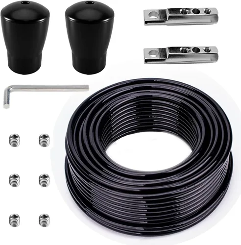 Cable de gimnasia de poliuretano de 32.8 pies con extremos de tapón de bola para accesorios de máquina de gimnasio en casa, extracción LAT, fila