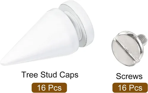 Miniatura 3 de uxcell 16 remaches de espiga de cono de 0.39 x 0.78 pulgadas, tornillos traseros para árbol y picos para manualidades de cuero, ropa, zapatos, Blanco
