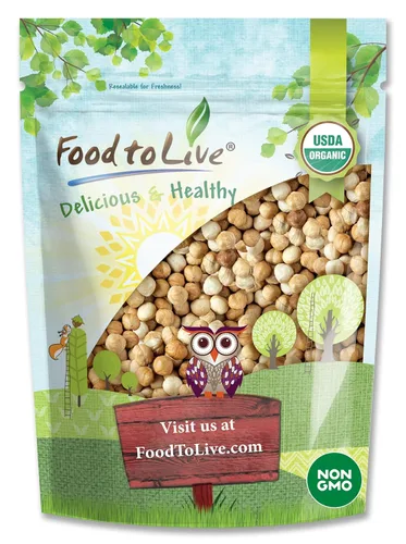 Food to Live Avellanas tostadas blanqueadas orgánicas, 1 libra, sin OMG, filberts tostados en seco, sin piel, nueces enteras, sin sal, kosher,
