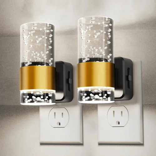 Miniatura 27 de Luces nocturnas que se enchufan a la pared, luz nocturna que cambia de color con enchufe giratorio, sensor de luz del atardecer al amanecer y brillo