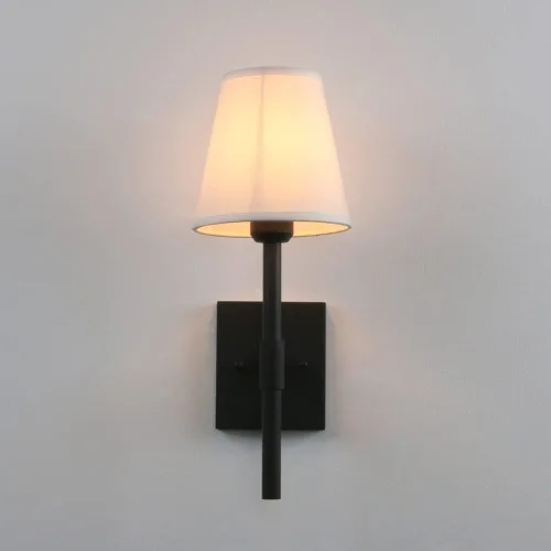 Miniatura 7 de Pathson Juego de 2 apliques de pared de baño cableados con pantalla de tela blanca, iluminación de pared de tela para sala de estar, dormitorio