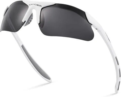 Miniatura 39 de Gafas de sol deportivas polarizadas para niños y niñas, gafas de béisbol y sóftbol, montura TR90 Negro Espejo azul hielo
