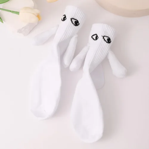 Miniatura 6 de Calcetines para parejas tomados de la mano, divertidos calcetines magnéticos de tubo medio para parejas, amigos, hermanas y amantes