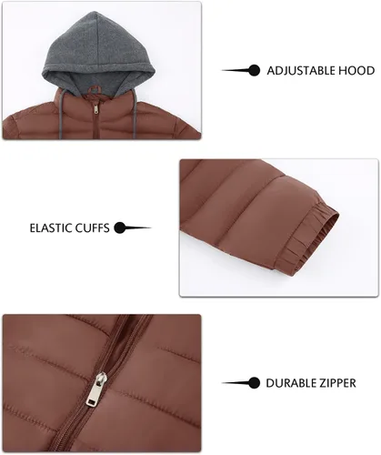 Miniatura 6 de SWISSWELL Chaqueta Puffer Ligera para Hombre con Capucha Acolchada Aislante Resistente al Agua Abrigo Cálido de Invierno con Cremallera y Capucha