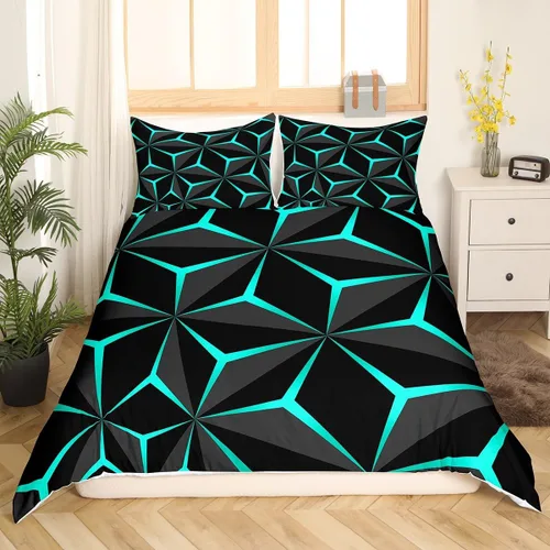 Miniatura 42 de Funda de edredón de panal para niños, hombres y niñas, juego de ropa de cama moderno con temática geométrica hexagonal, diseño de cuadrícula