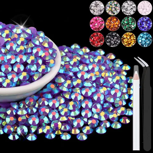 Miniatura 18 de 12000 diamantes de imitación de resina de 0.079 pulgadas a granel para manualidades (transparente), cristales deslumbrantes con parte trasera plana