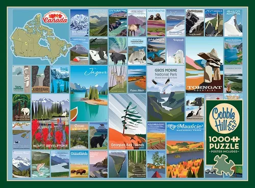 Miniatura 5 de Cobble Hill - Rompecabezas de 1000 piezas, Parques Nacionales y Reservas de Canadá, póster de muestra incluido